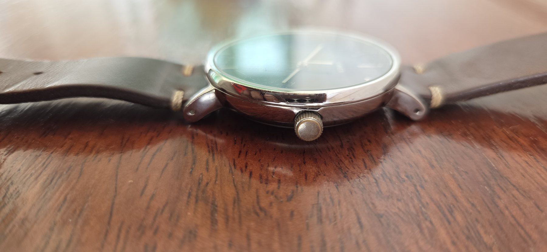 Profile view showing the polished case side and the crown.